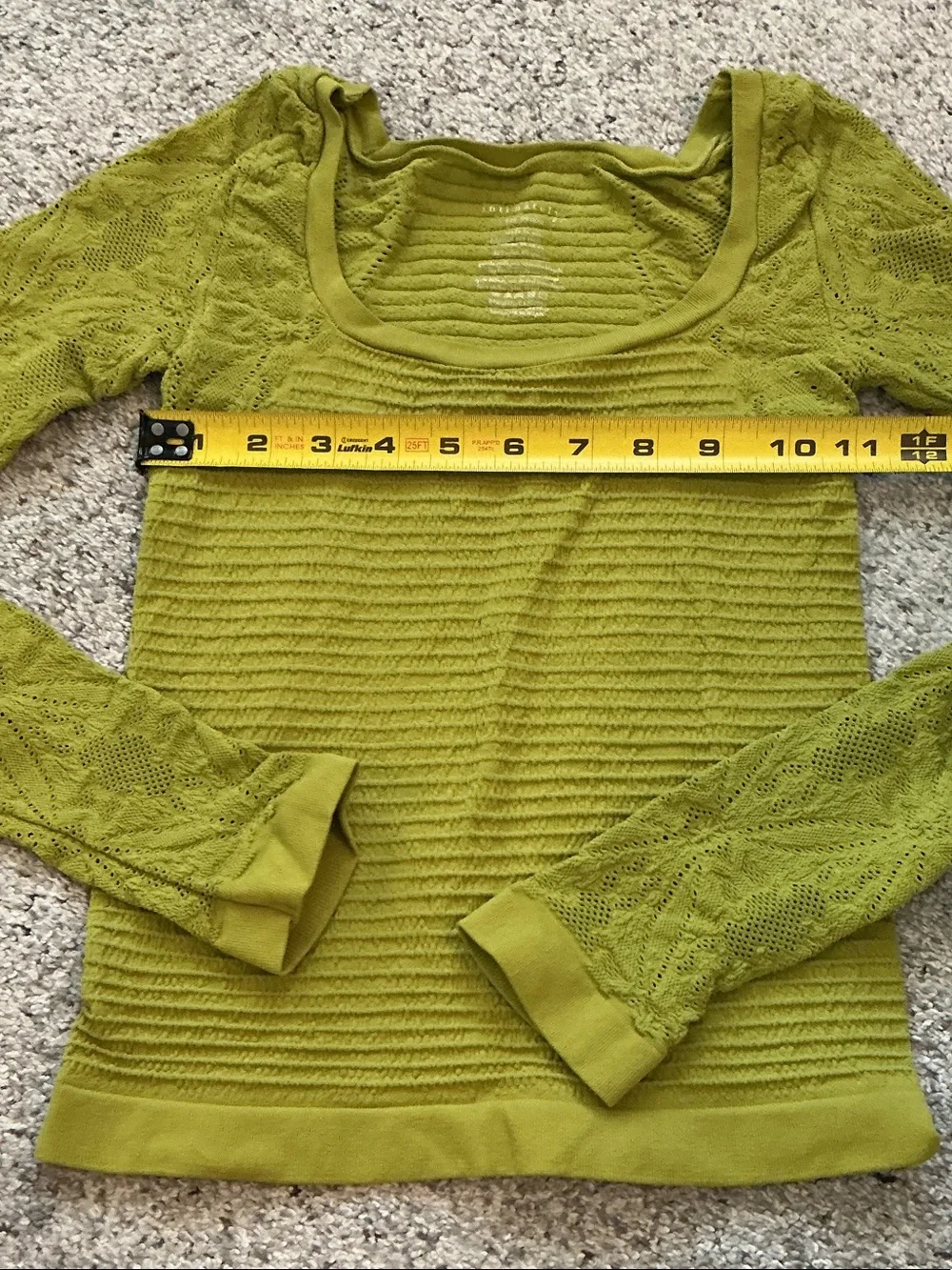 Free People Cutout Long Sleeve Seamless Top ~ Chartreuse